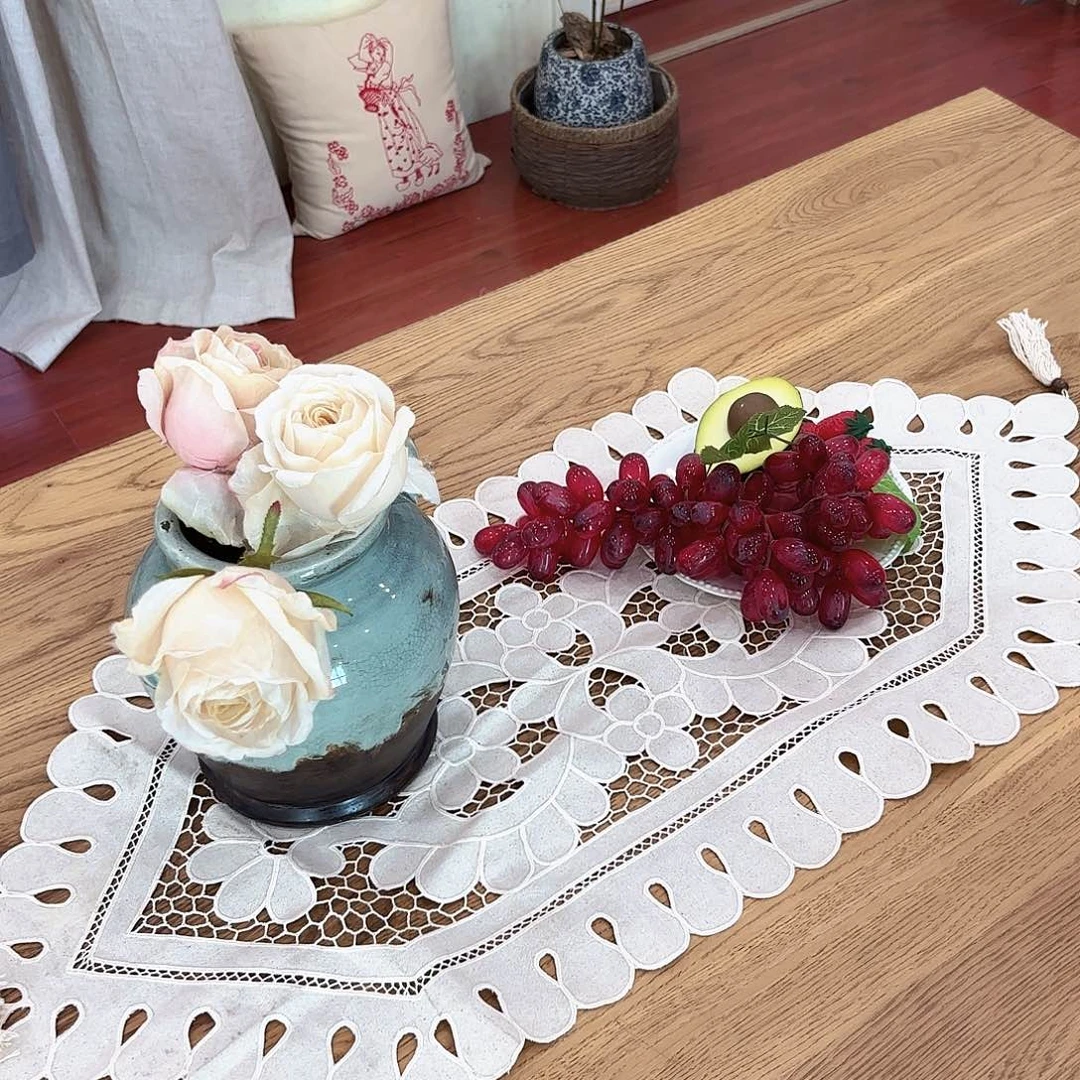 棉1手工盘带拉网桌旗