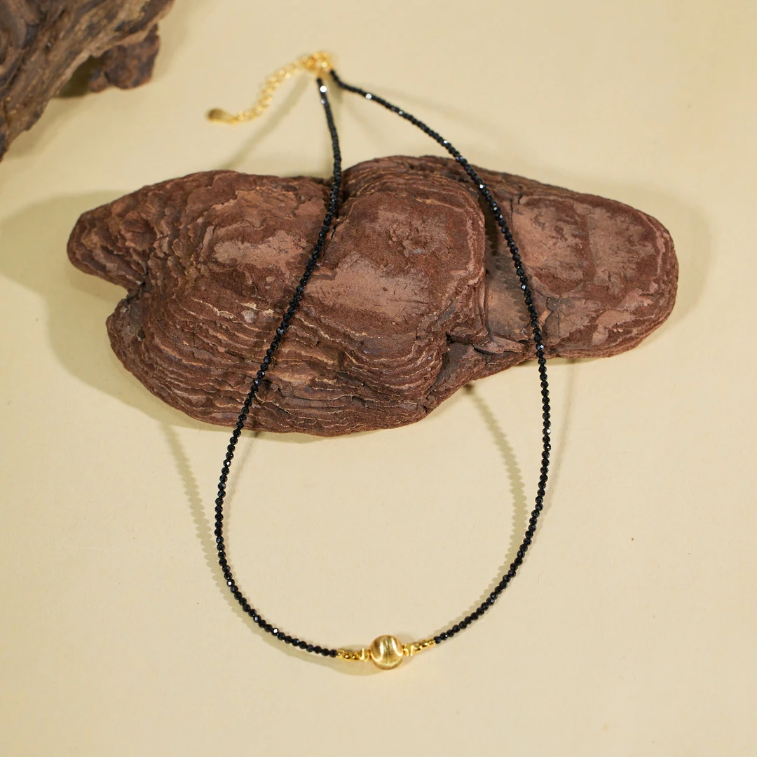 【歪歪】猫眼*黑尖晶项链*W5284