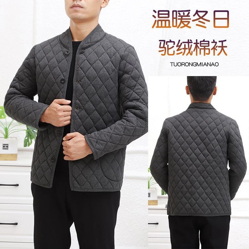 驼绒夹克棉袄冬季新款外套休闲外套夹克男爸爸装保暖棉衣批发BGMN