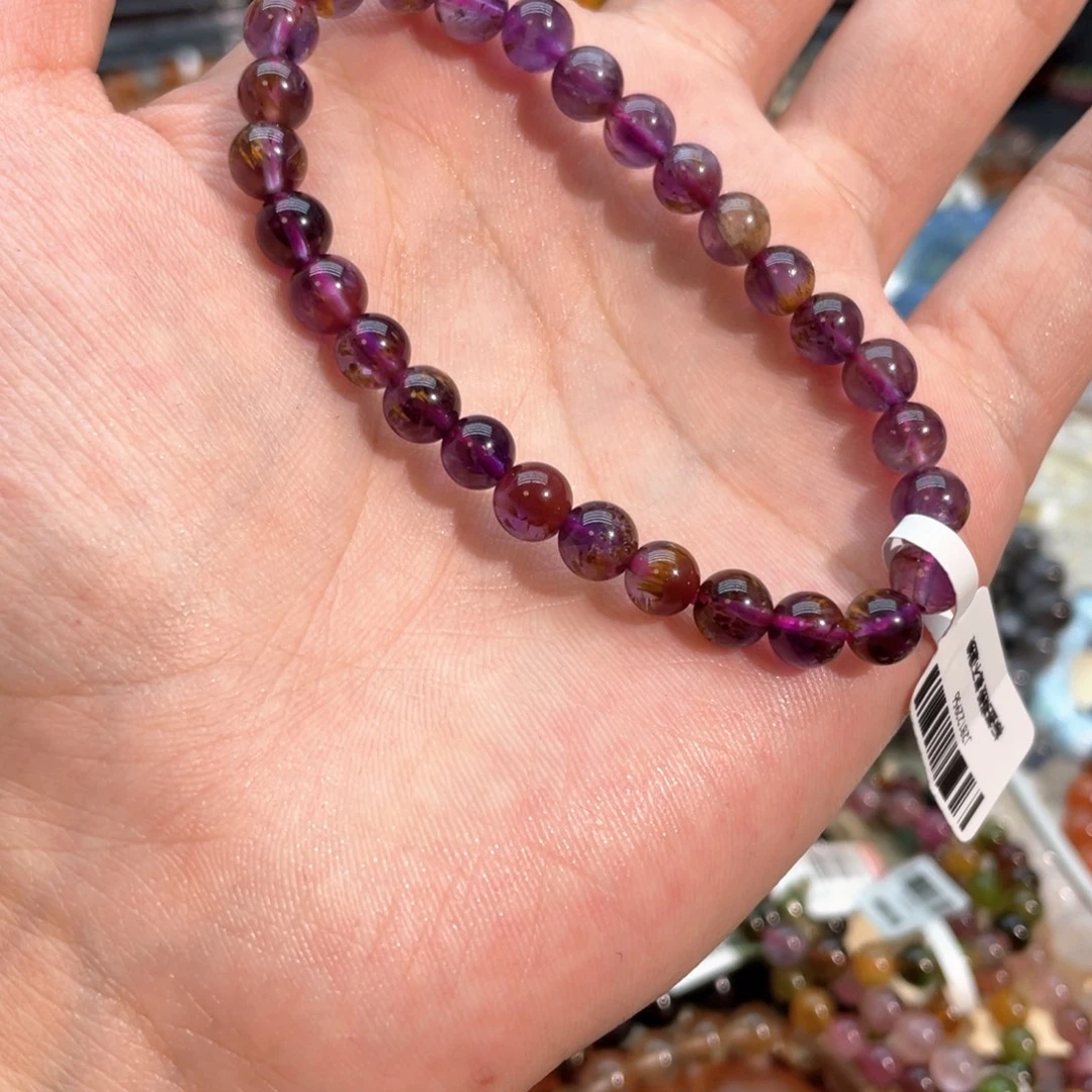 参***丷手串未镶嵌水晶紫钛6