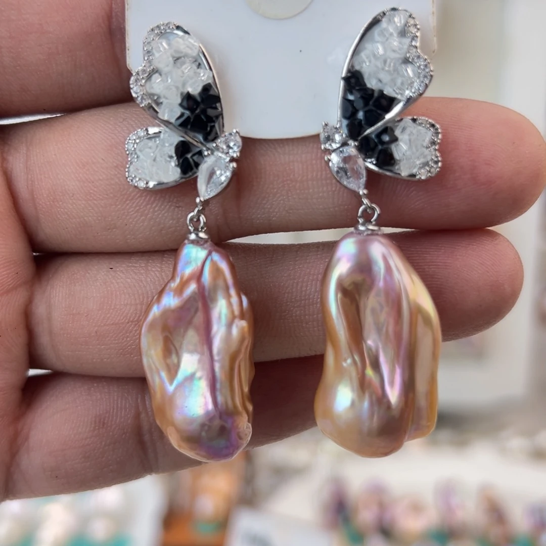 淡水珍珠耳饰未镶嵌青*枝