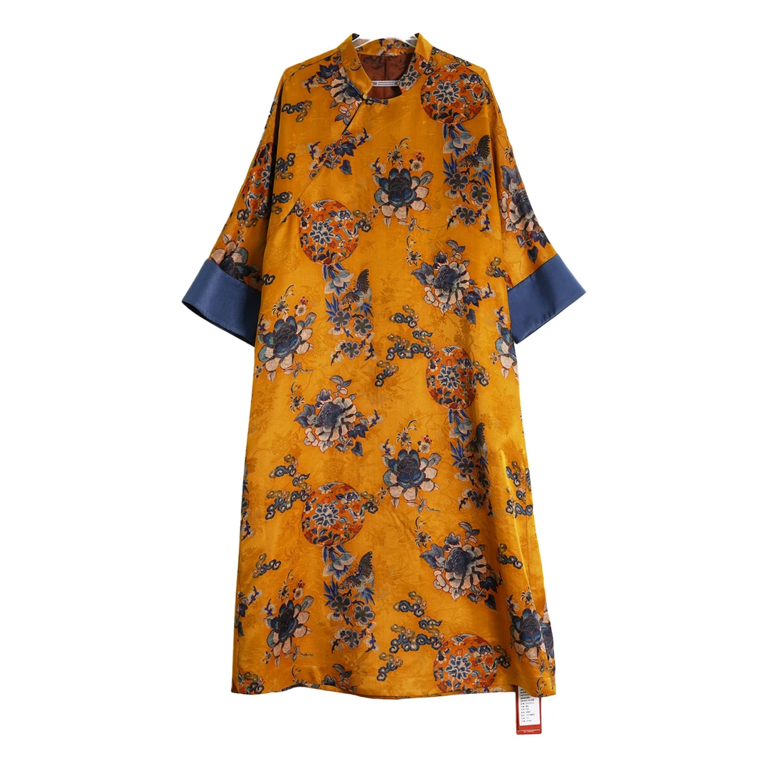 【端凤】2025年新款100%桑蚕丝香云纱花罗连衣裙