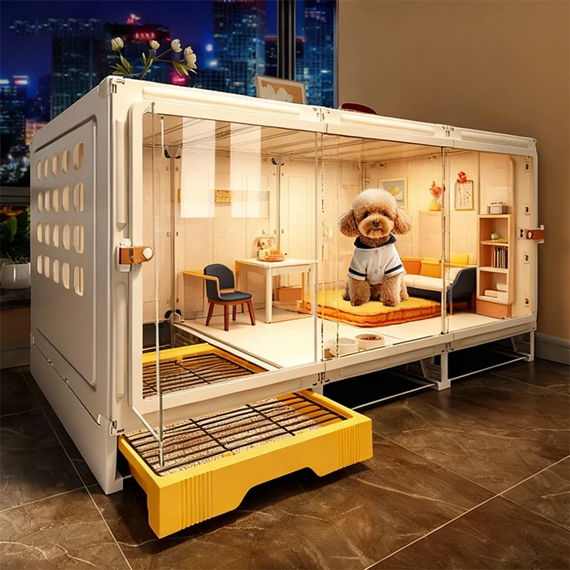 狗笼子小型犬带厕所一体可冲洗一室一厅一卫家用室内狗窝豪华别墅