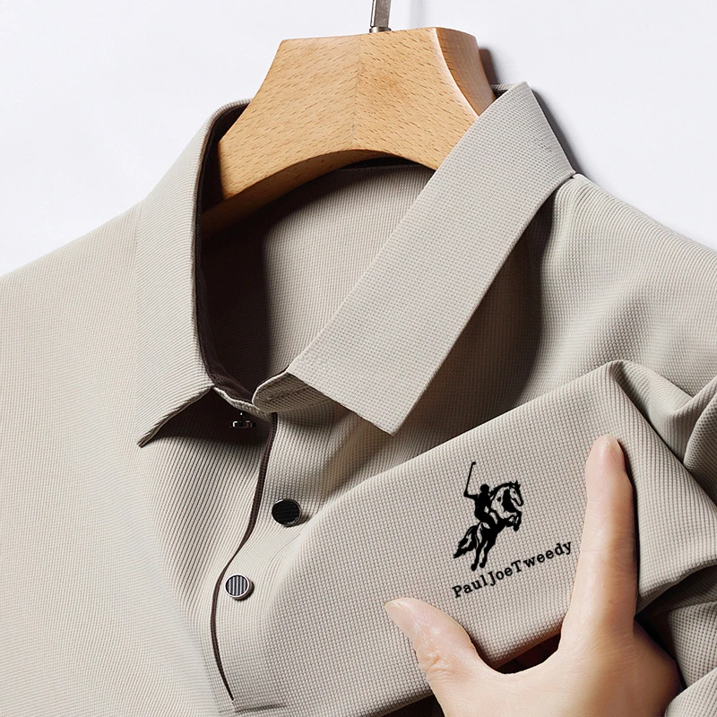 保罗乔威迪男装高品质无痕相色门襟夏季纯色短袖polo衫透气薄款