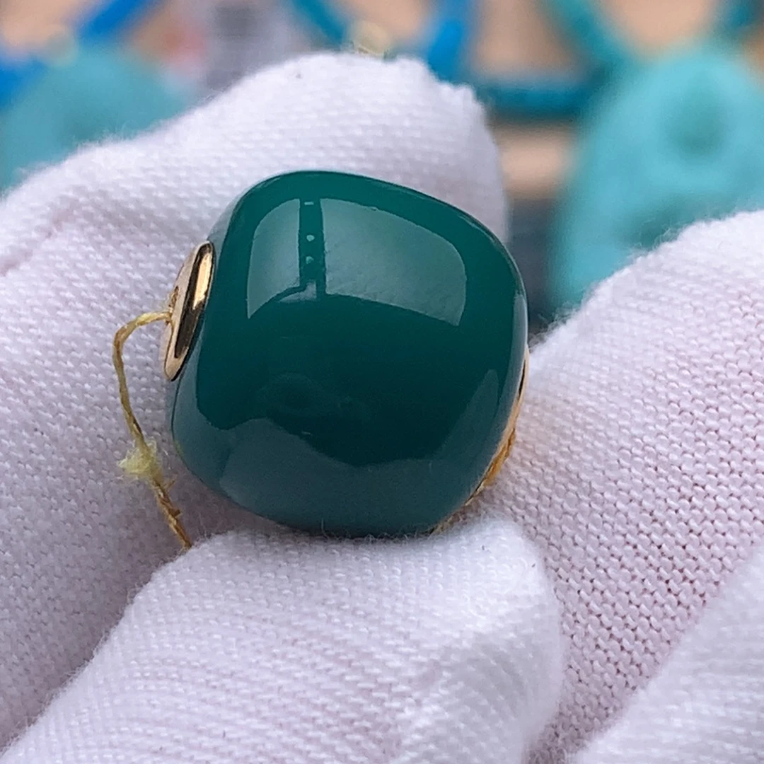 18K金镶嵌绿松石珠宝奇石13.3mm