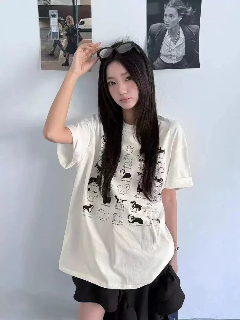 【纳米秀】2025夏季蝴蝶卡通动物宽松大版T