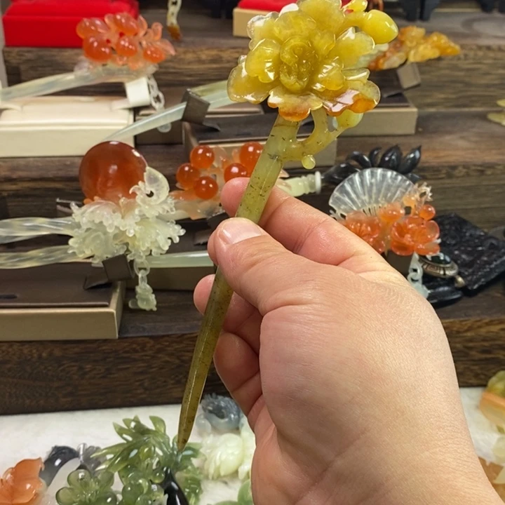 蛇纹石玉合金发饰