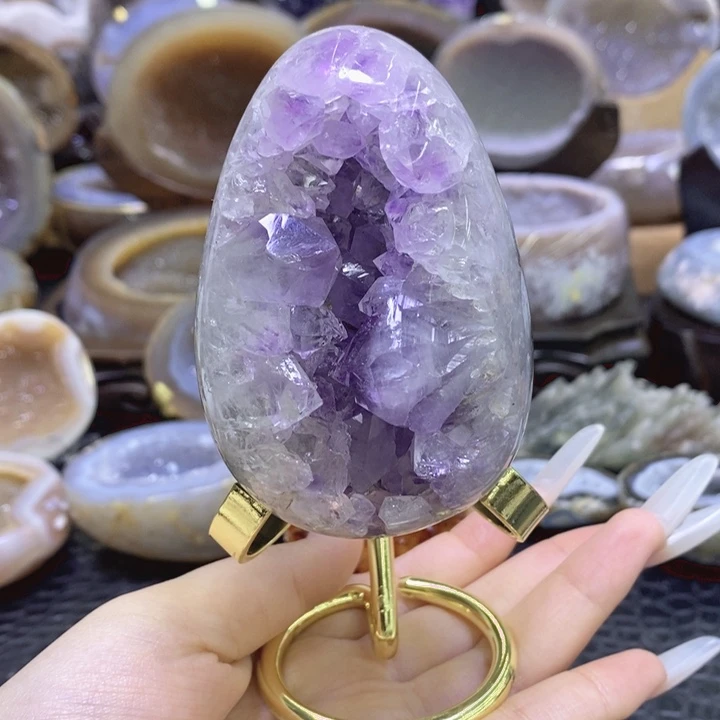 未镶嵌珠宝半成品水晶紫晶蛋