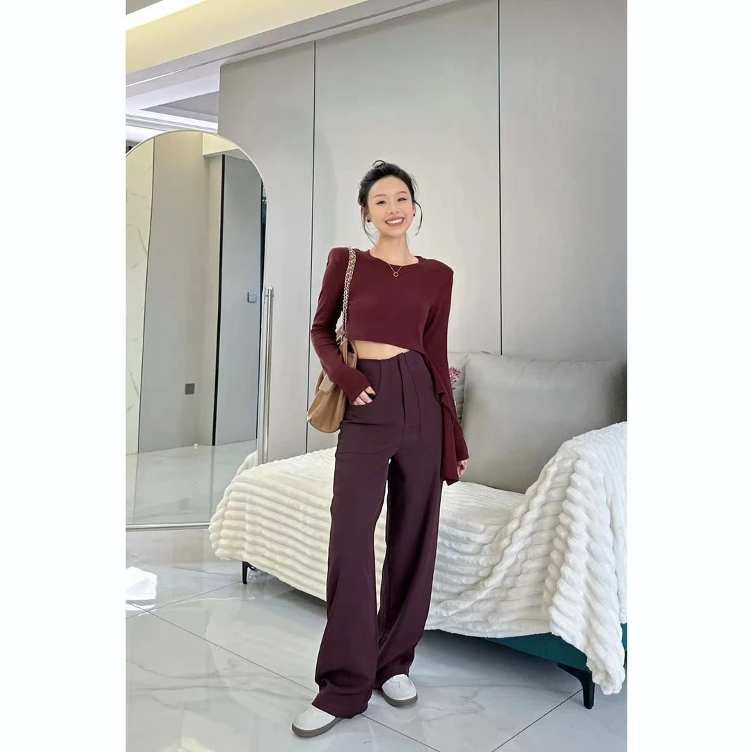 前口袋设计超高腰西装裤808