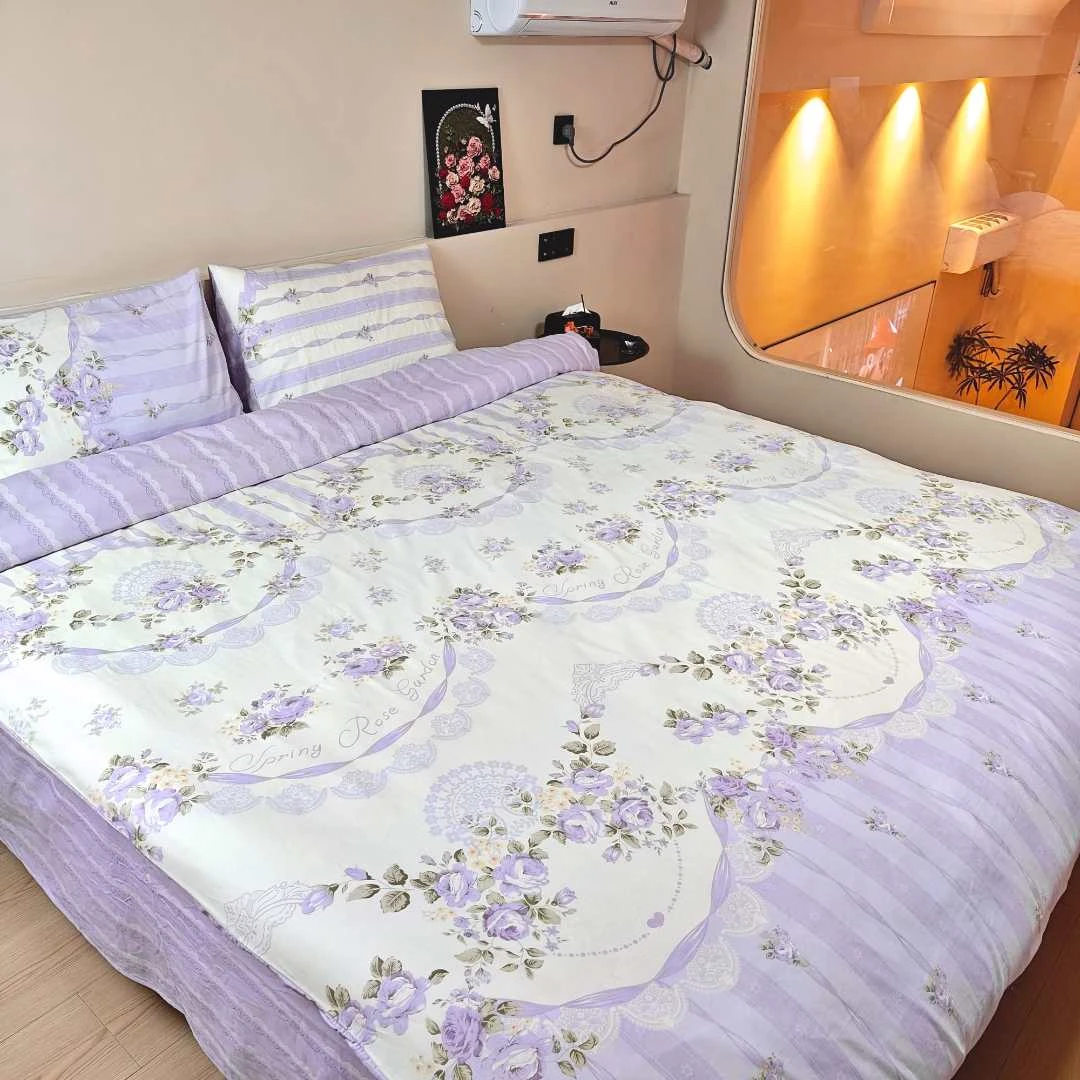 100%全棉纯棉斜纹棉四件套小清新印花被套四件套