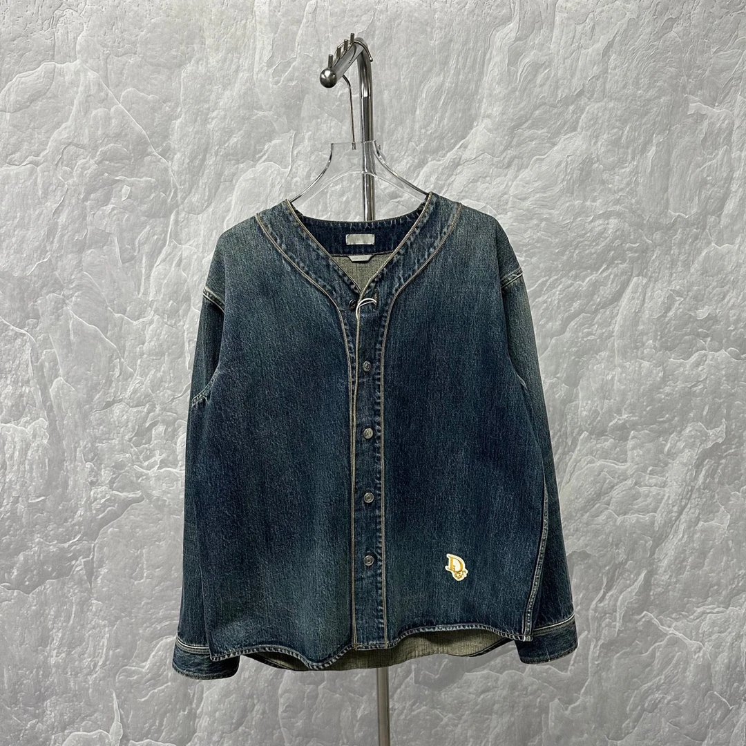 未使用 DIOR/迪奥 Denim Tears无领棒球夹克牛仔外套 52码 D18134