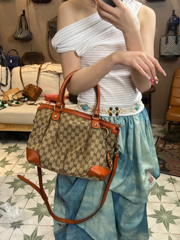 95新 GUCCI/古驰 A1654老花经典斜挎单肩包包