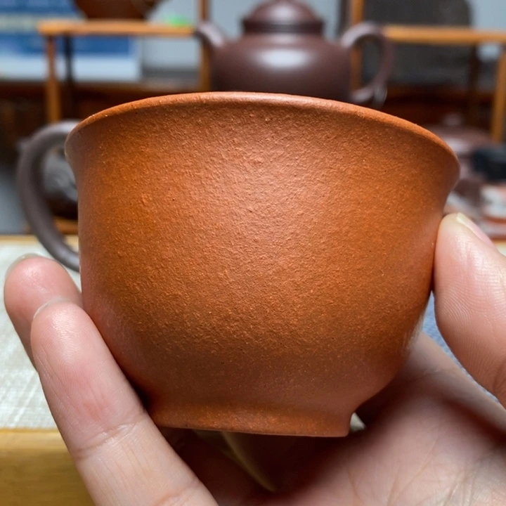 紫砂茶壶主人杯，红黄泥，100毫升