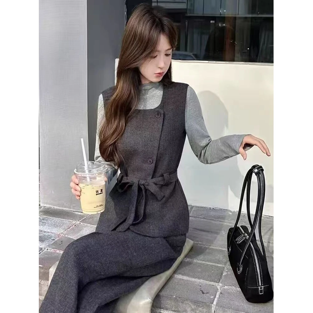 【2025秋季新款三件套】长袖T恤百搭减龄显瘦阔腿裤时尚款收腰+气质