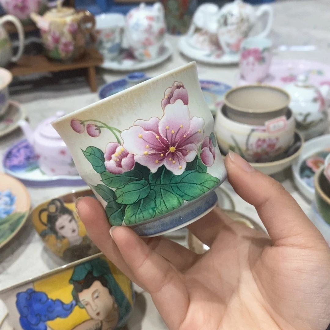 微瑕手工手绘茶具杯杯杯杯