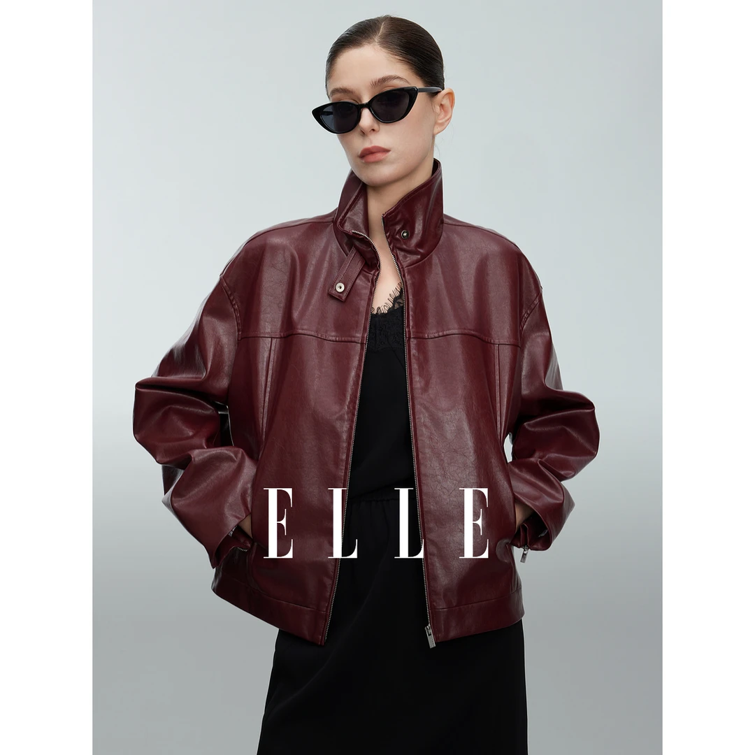 ELLE短款时尚短外套2025春季新款巴恩风设计感百搭秋冬EF50432