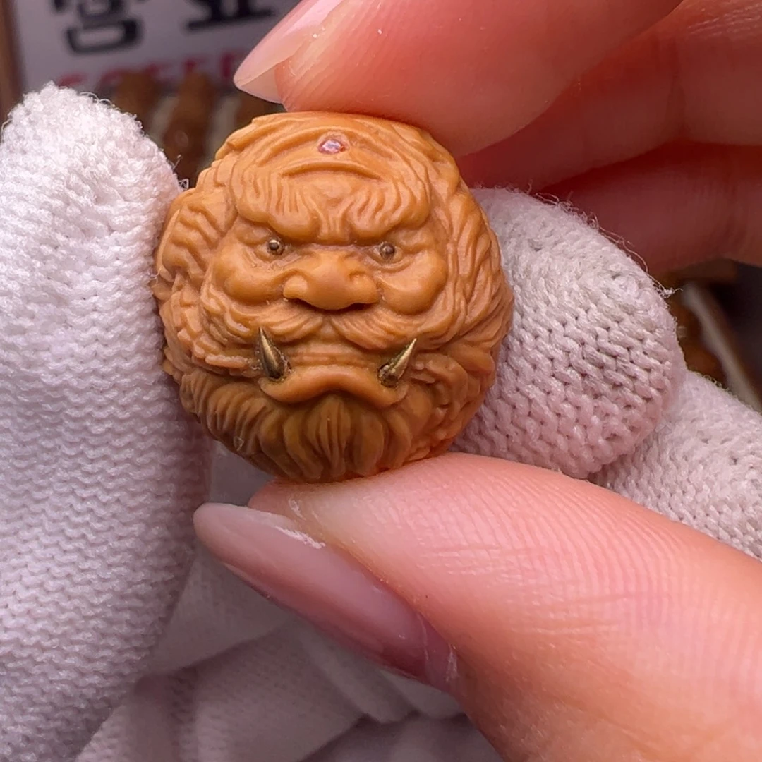 猴头核桃把件镶嵌款钟馗捉妖全品有正常封口线