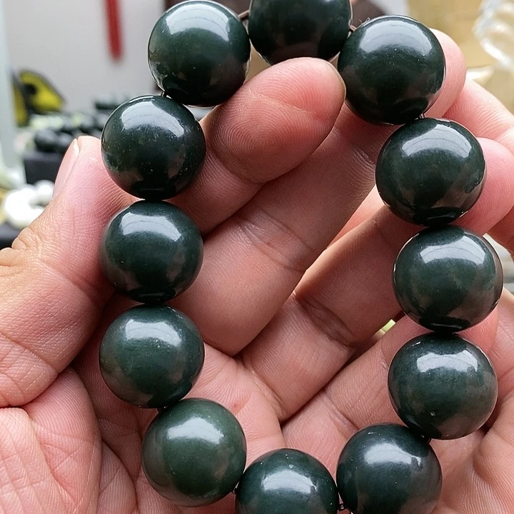 【闪购商品】未镶嵌手链和田玉20油青