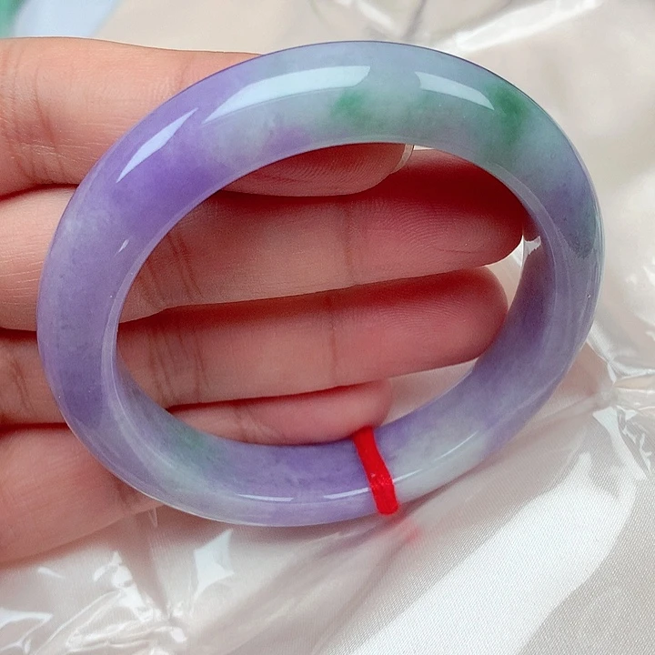 翡翠未镶嵌手镯57～58浓紫色手镯