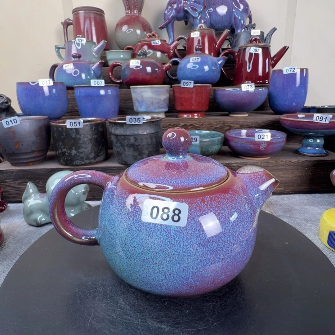 翠绿色金斑小西施原矿原胎茶壶一把满容200ml