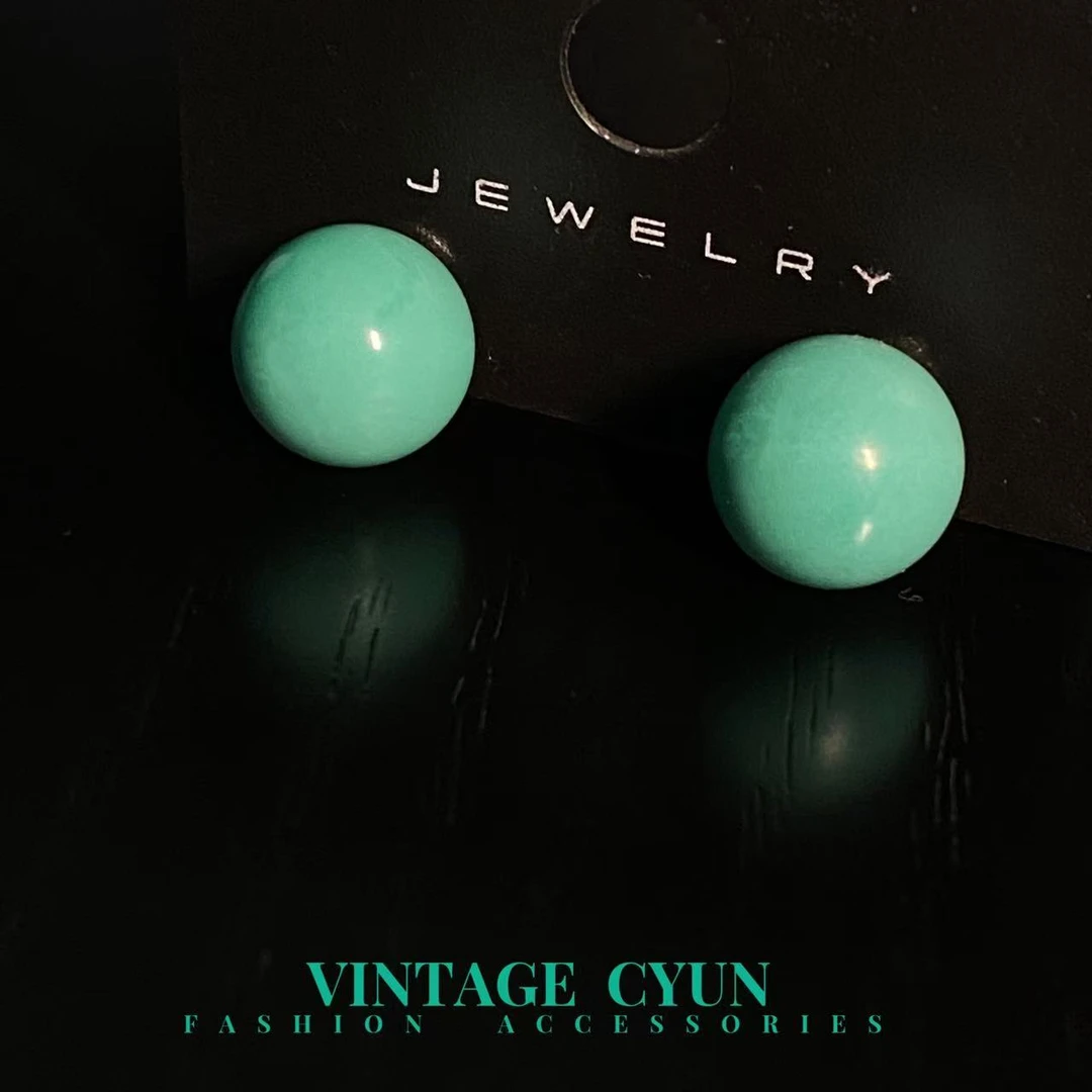 铜合金耳饰 80765松蓝绿色女款（12mm）百搭耳钉