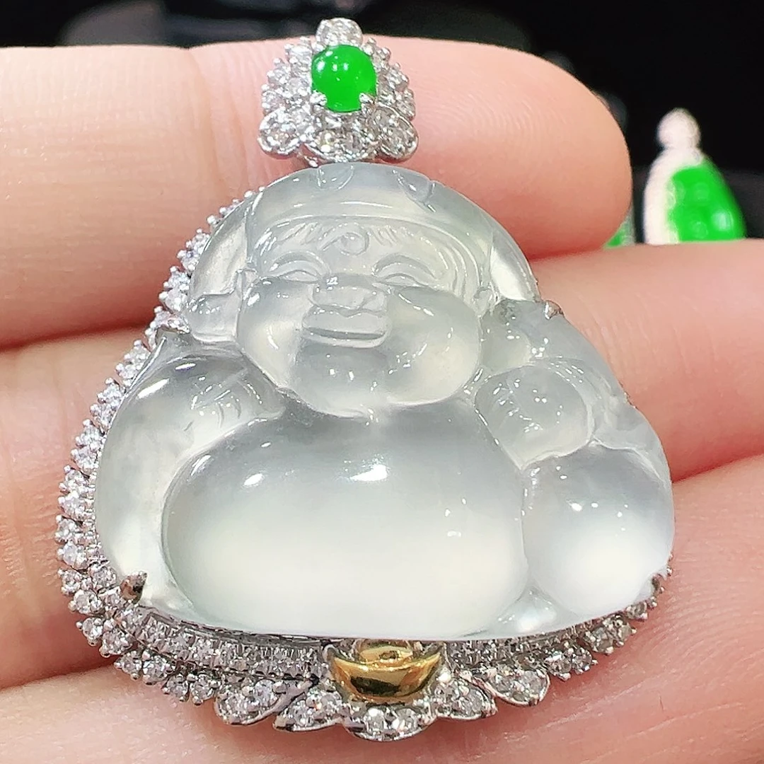 翡翠18K金镶嵌吊坠(不含链)