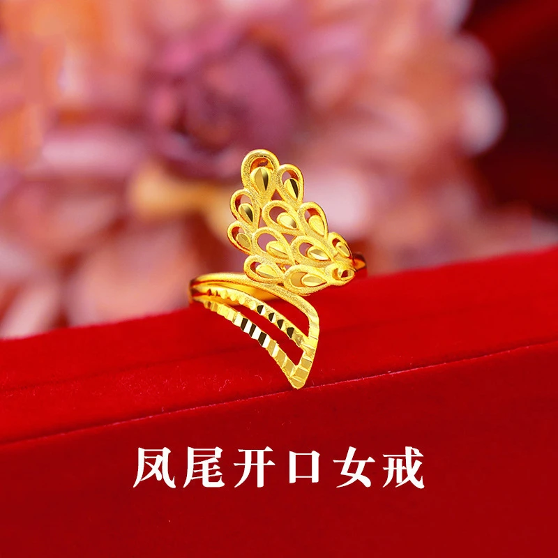 女款凤尾戒 款黄铜镀金婚庆开口凤尾大戒指直供