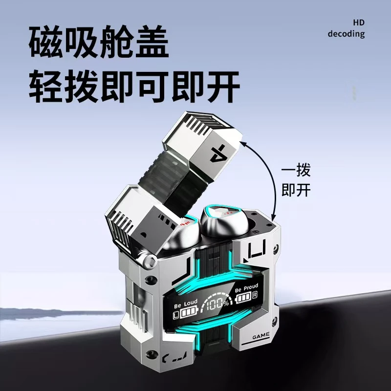 2025款新款机甲风真无线蓝牙游戏耳机入耳式重低音（塑料外壳）