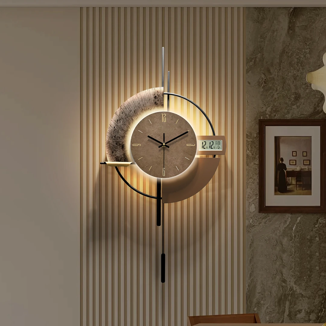 复古挂钟2025年新款万年历时钟客厅艺术格栅墙钟表高级感时尚挂表