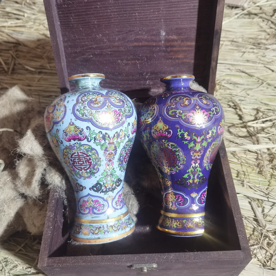 家居饰品 景徳镇花瓶一对复古摆件063