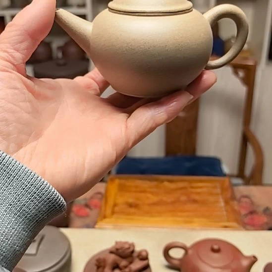茶宠紫砂水平壶110cc手工制作本绿