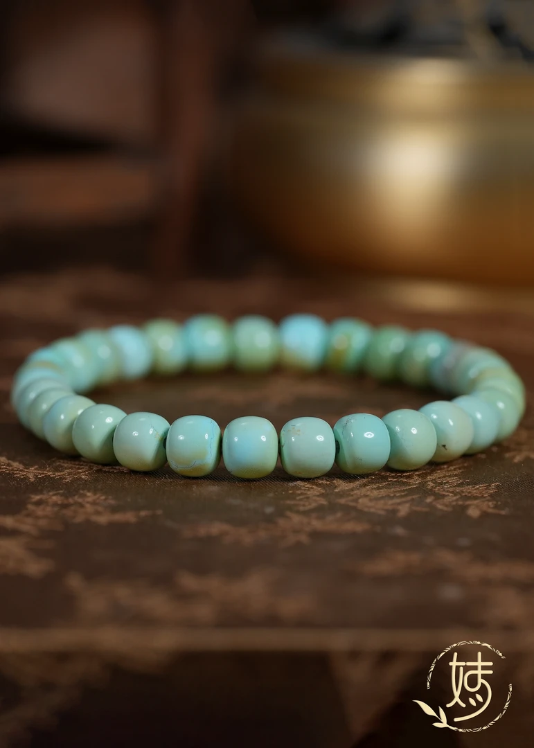 【婧婧精选】 臻品 · 原矿菜籽黄唐三彩绿松老型手串  多样性发