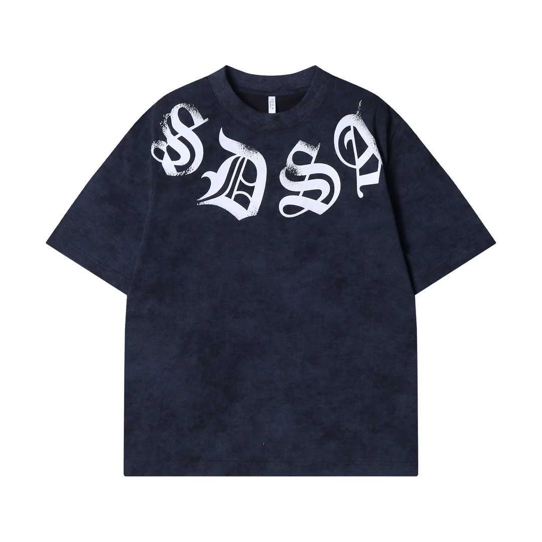 夏季新款时尚个性韩版扎染音符印花圆领短袖T恤百搭潮流气质上衣