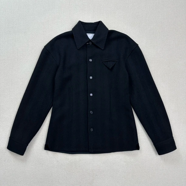 99新 BOTTEGA VENETA/葆蝶家 三角标羊毛衬衣外套/48码/WL1791