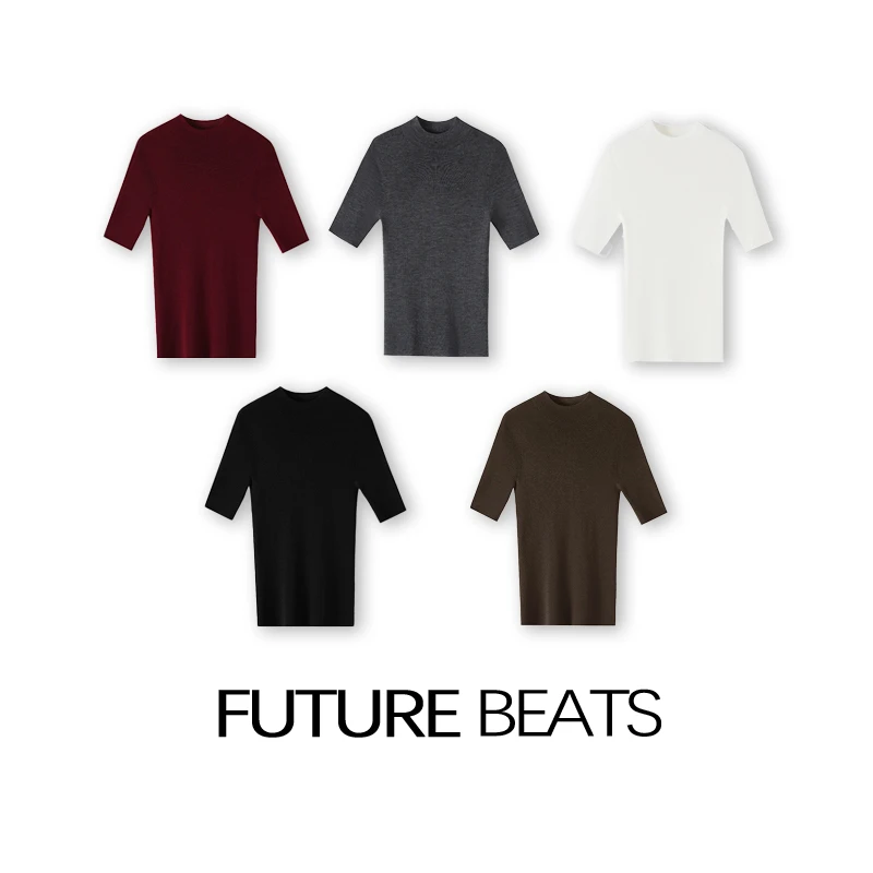 FUTURE BEATS全羊毛薄款软糯亲肤半高领半袖羊毛内搭打底SJH05280
