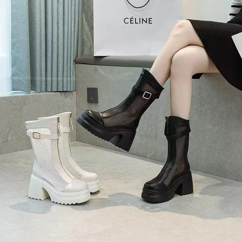 【春夏上新】小个子公主鞋10CM松糕凉透气女网纱女靴马丁靴JBK1079