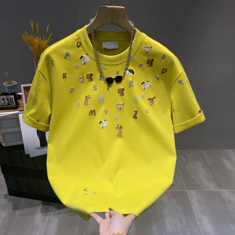 港风设计感小众印花短袖t恤男2025夏季潮流高级感ins宽松半袖上衣