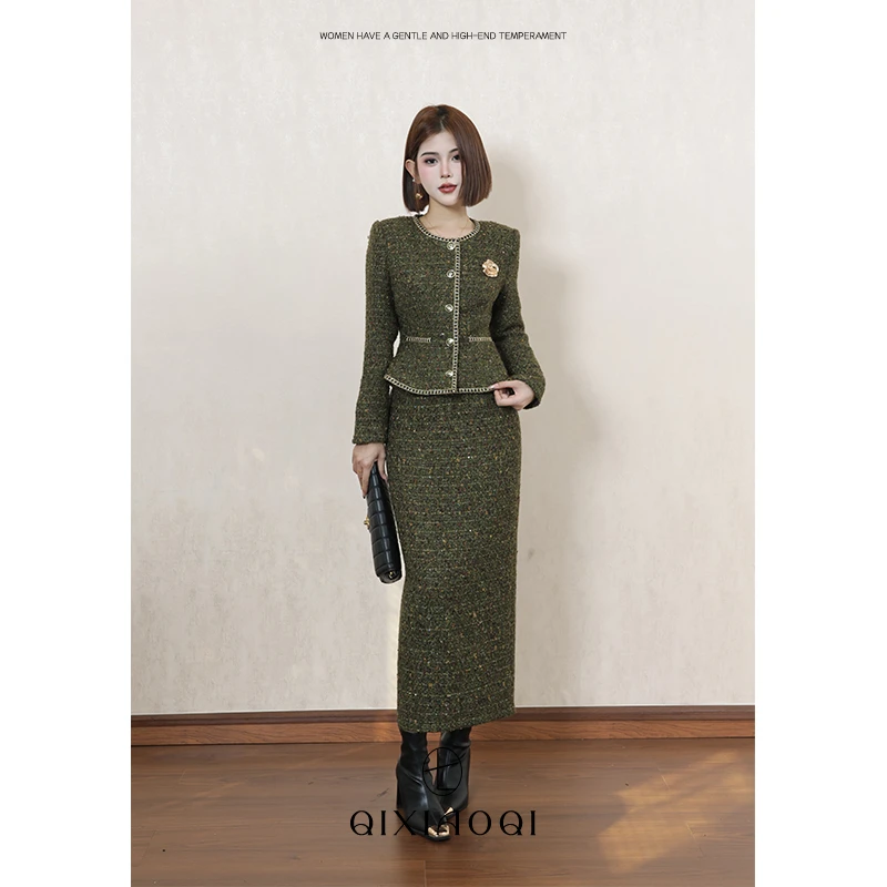 七小七Sicily【情迷法兰西】法式复古千金套装小香外套半身裙两件套