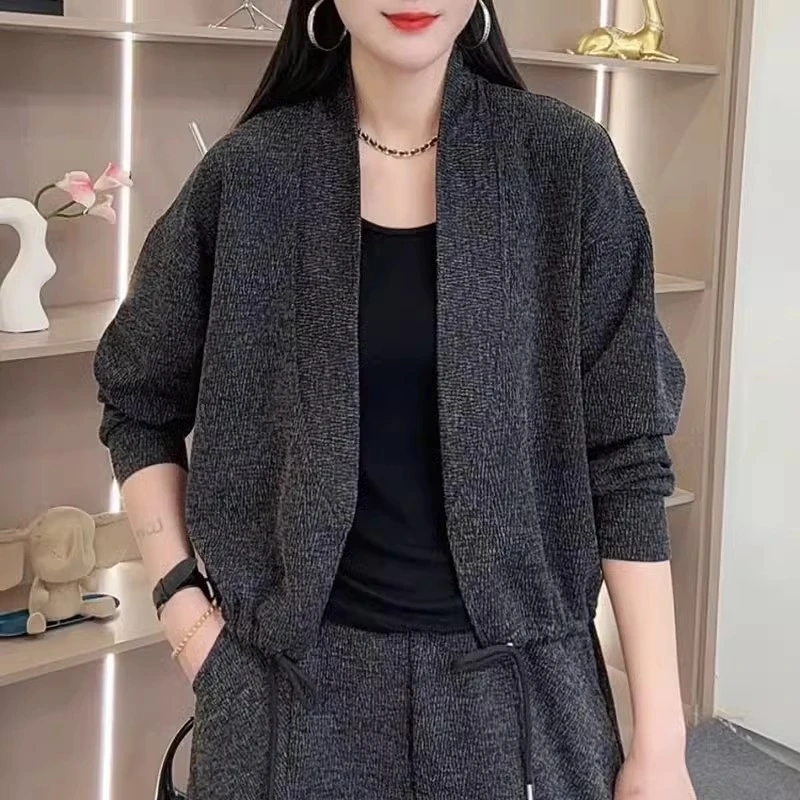 小个子开衫外套女2025春季新款时尚潮流抽绳宽松百搭洋气女装上衣