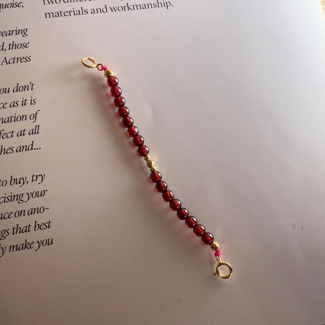 S925银3.5mm天然石榴石延长链8cm多样性发一