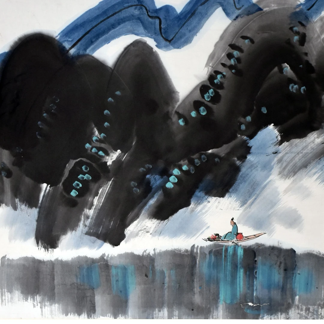 HM9322 游江图 89×95 纸本镜片 7.2平尺