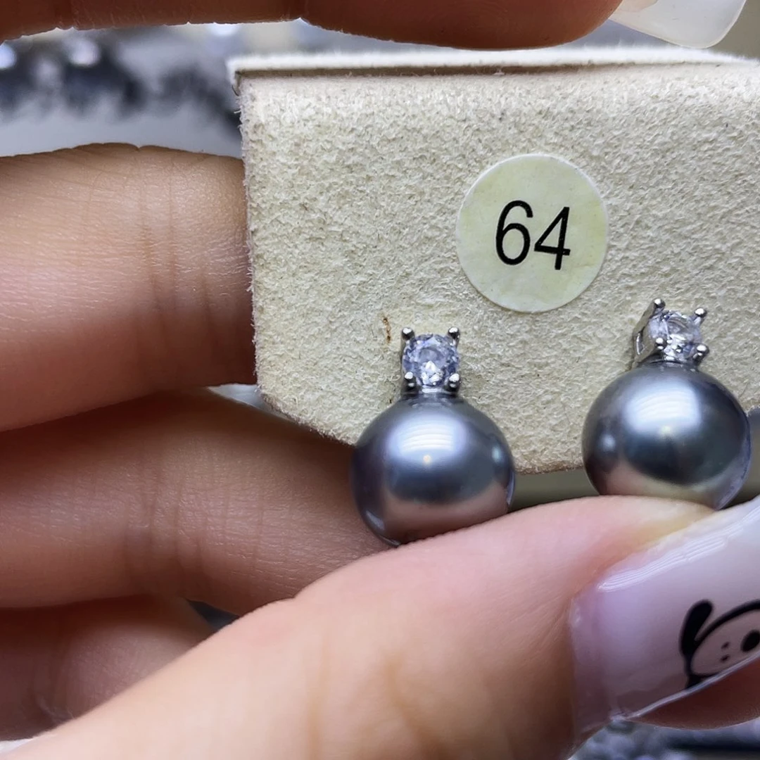 银S925镶嵌海水珍珠耳饰