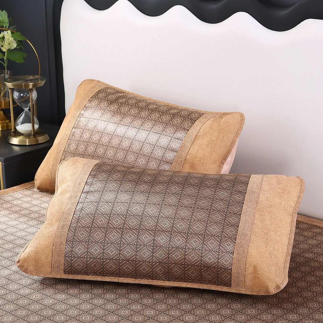 长腿飞象夏季藤面冰丝枕头套封枕头凉席枕套凉席枕套枕芯收纳套