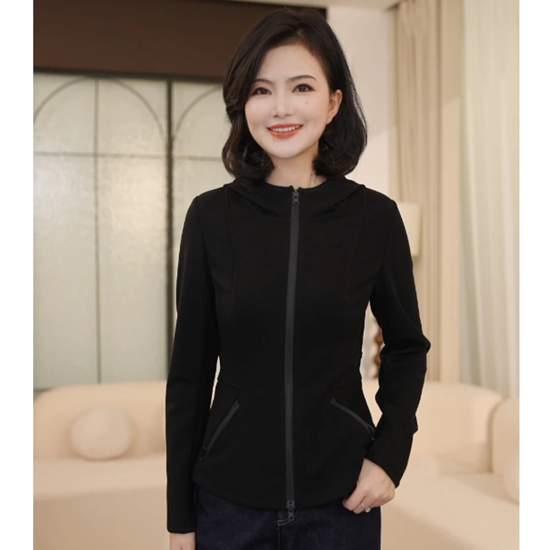 枫竺阿楠anan休闲连帽结构拉链外套女秋天穿搭立裁收腰卫衣开衫