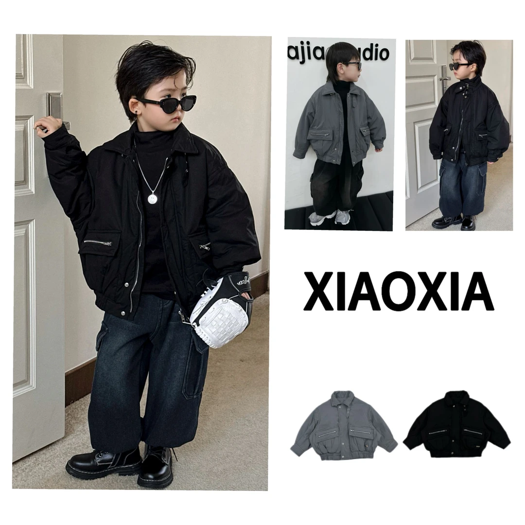 XXJ 2195 星枢【口袋拉链】韩系夹克棉服外套男童