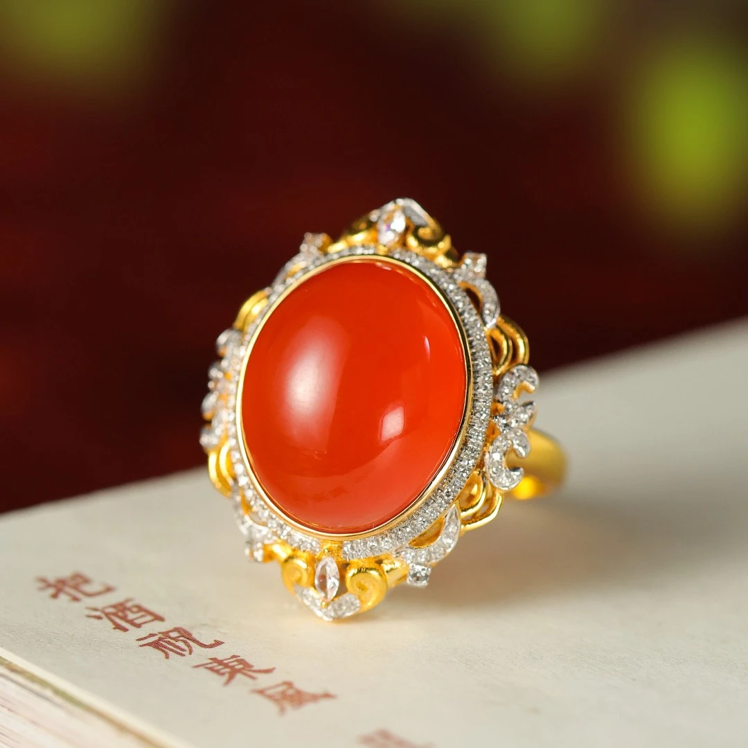 国色芳华/18K金典藏级大克拉宝石级冰红鸽子蛋戒指