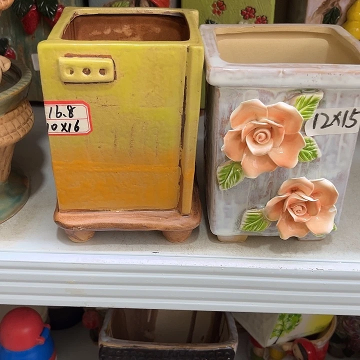 G***萍粗陶材质多肉花盆捏花款16元黄色小老庄9元