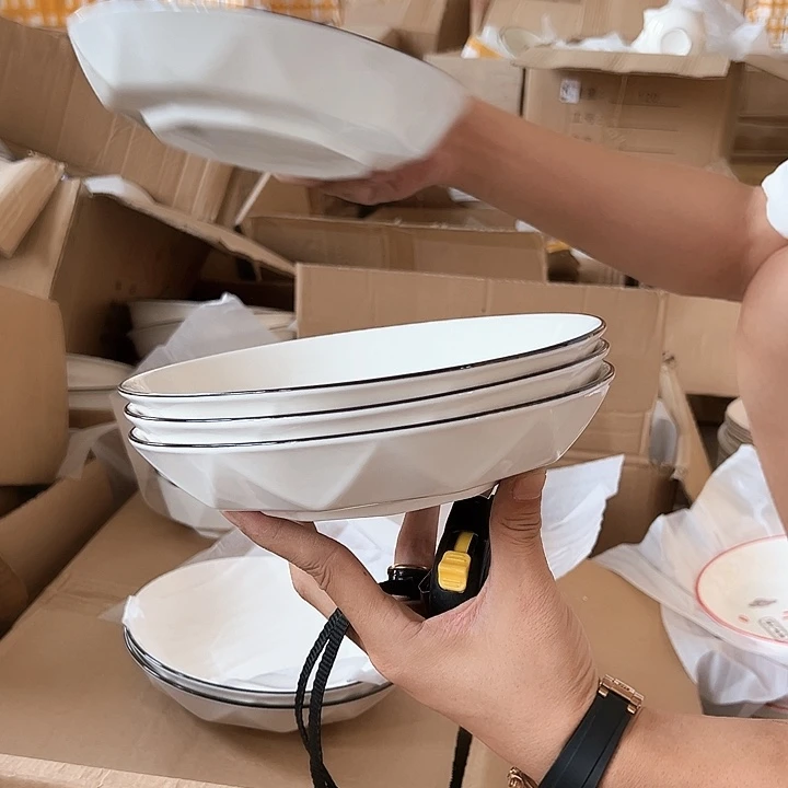 微瑕不退不换不补发 黑线钻石8英寸盘6只