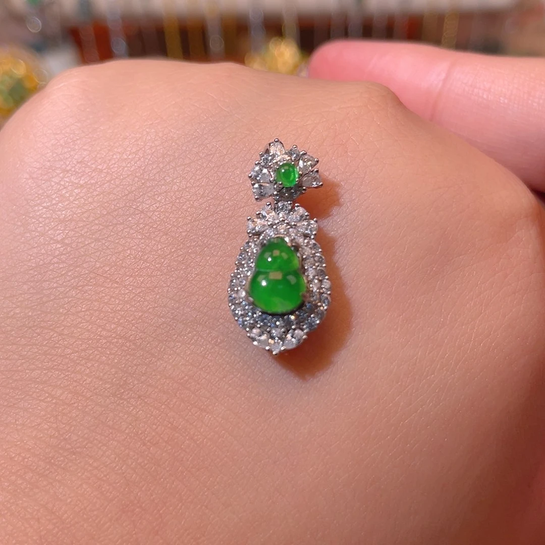 吊坠(不含链)银S925镶嵌翡翠
