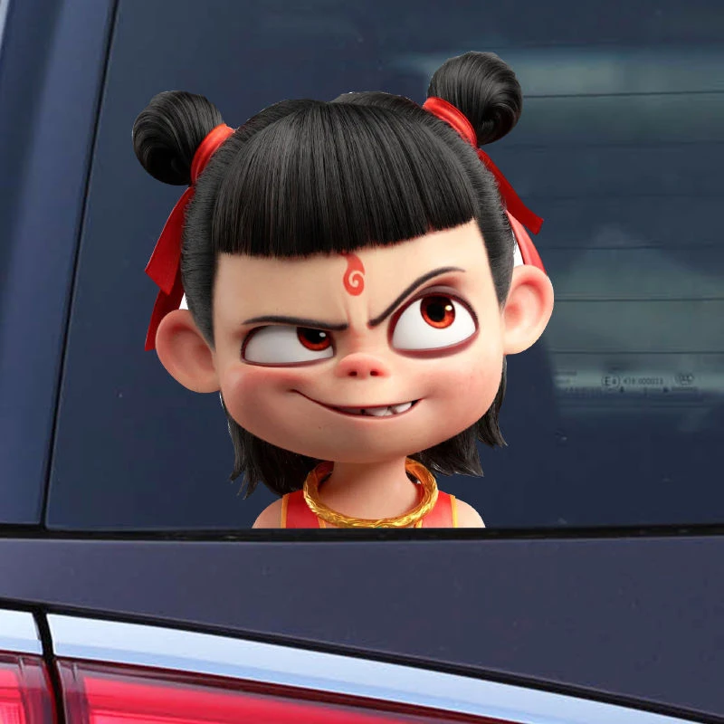 爆款简约3d立体哪吒贴纸防水防晒汽车行李箱笔记本室内贴墙上自贴